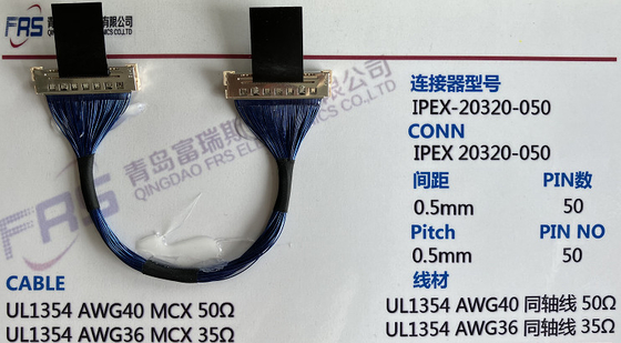 50 asamblea de cable coaxial del micrófono de Pin Awg 36 0.5m m LVDS TV