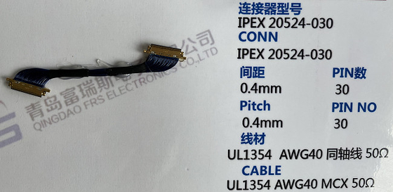 30 chaqueta del Pin 50 Pin Electrical Harness Assembly 0.4m m LVDS 40 Pin Cable Ultra Thin Black