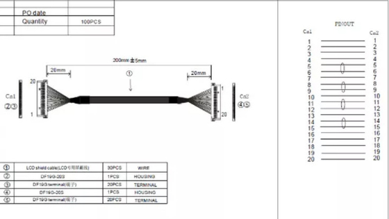 cable coaxial del micrófono de 50-15000m m, cable coaxial fino 32awg para la pantalla LCD 15,6