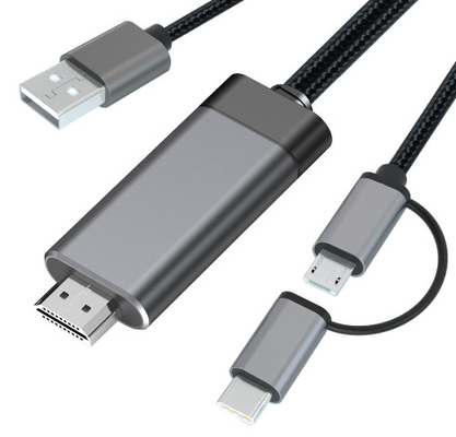 2 en 1 1080p Hdmi micro telegrafíe Hdmi de aluminio al cordón del Usb C